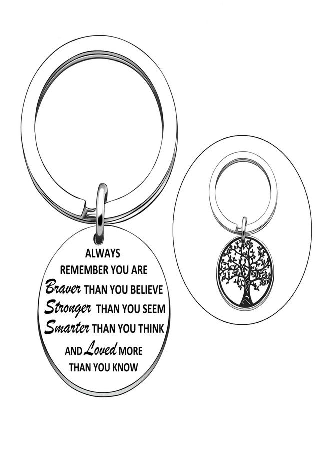 Maxforever Inspirational Gifts, Always Remember You Are Braver, Stronger, Smarter Than You Think Inspirational Quote Pendant Keychain Keyring, for Son Daughter Aunt Niece Family & Friends - Image 1